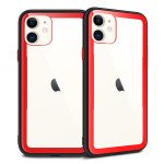 Wholesale iPhone 11 (6.1in) Clear Slim Matte Hybrid Bumper Case (Black Red)